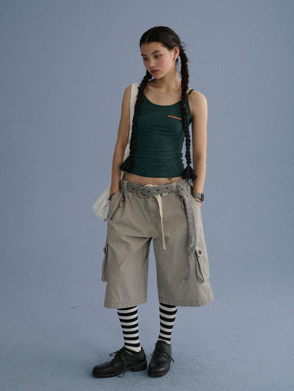 100 Percent Cotton Pocket Commuter Natural Waist Girls Navy Grey Wide-Leg Pants