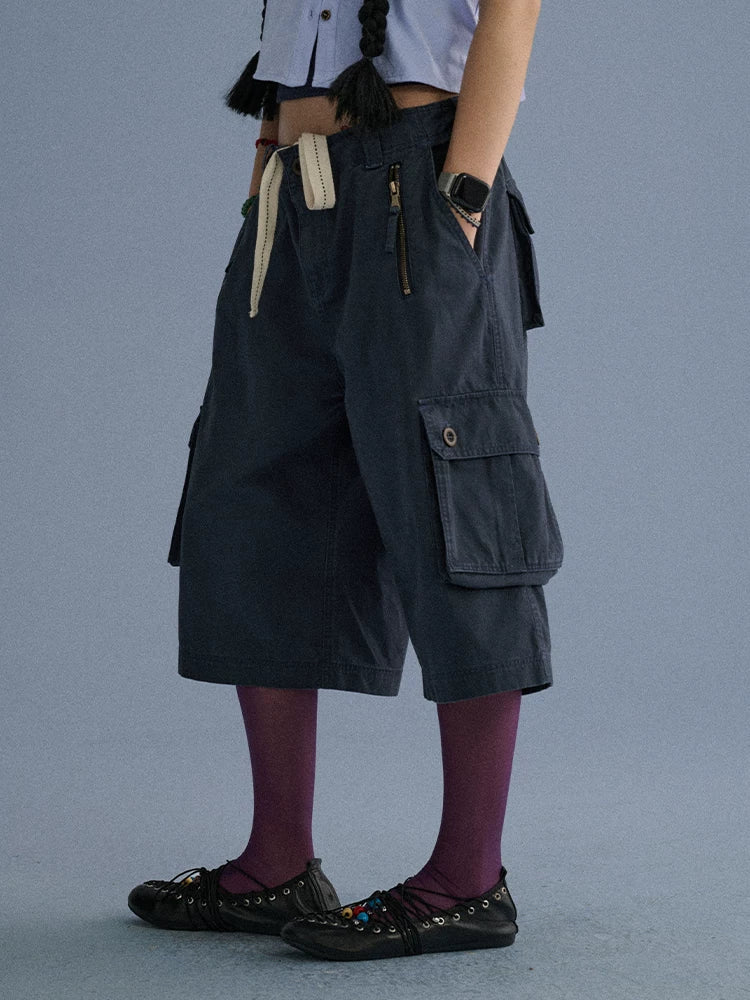 100 Percent Cotton Pocket Commuter Natural Waist Girls Navy Grey Wide-Leg Pants