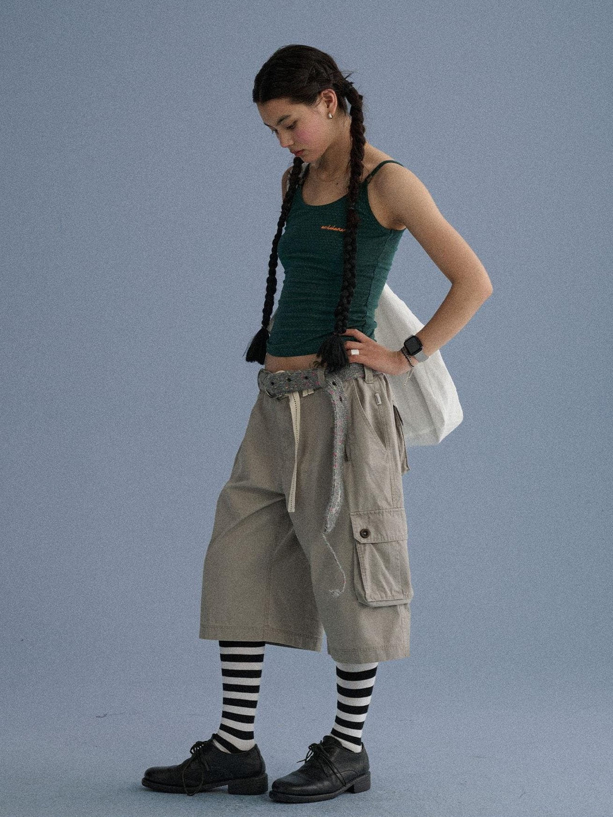 100 Percent Cotton Pocket Commuter Natural Waist Girls Navy Grey Wide-Leg Pants