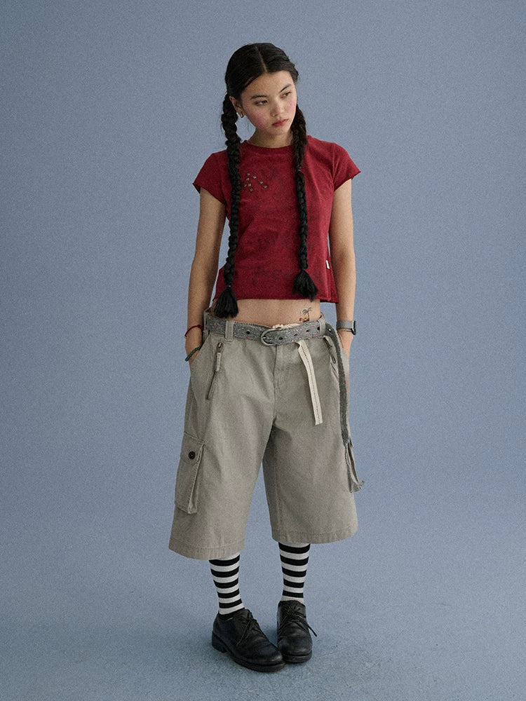100 Percent Cotton Pocket Commuter Natural Waist Girls Navy Grey Wide-Leg Pants