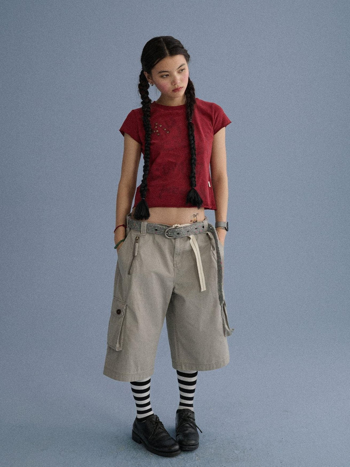 100 Percent Cotton Slim Short Sleeve Roundneck Office Letter Print Tee Crop Top
