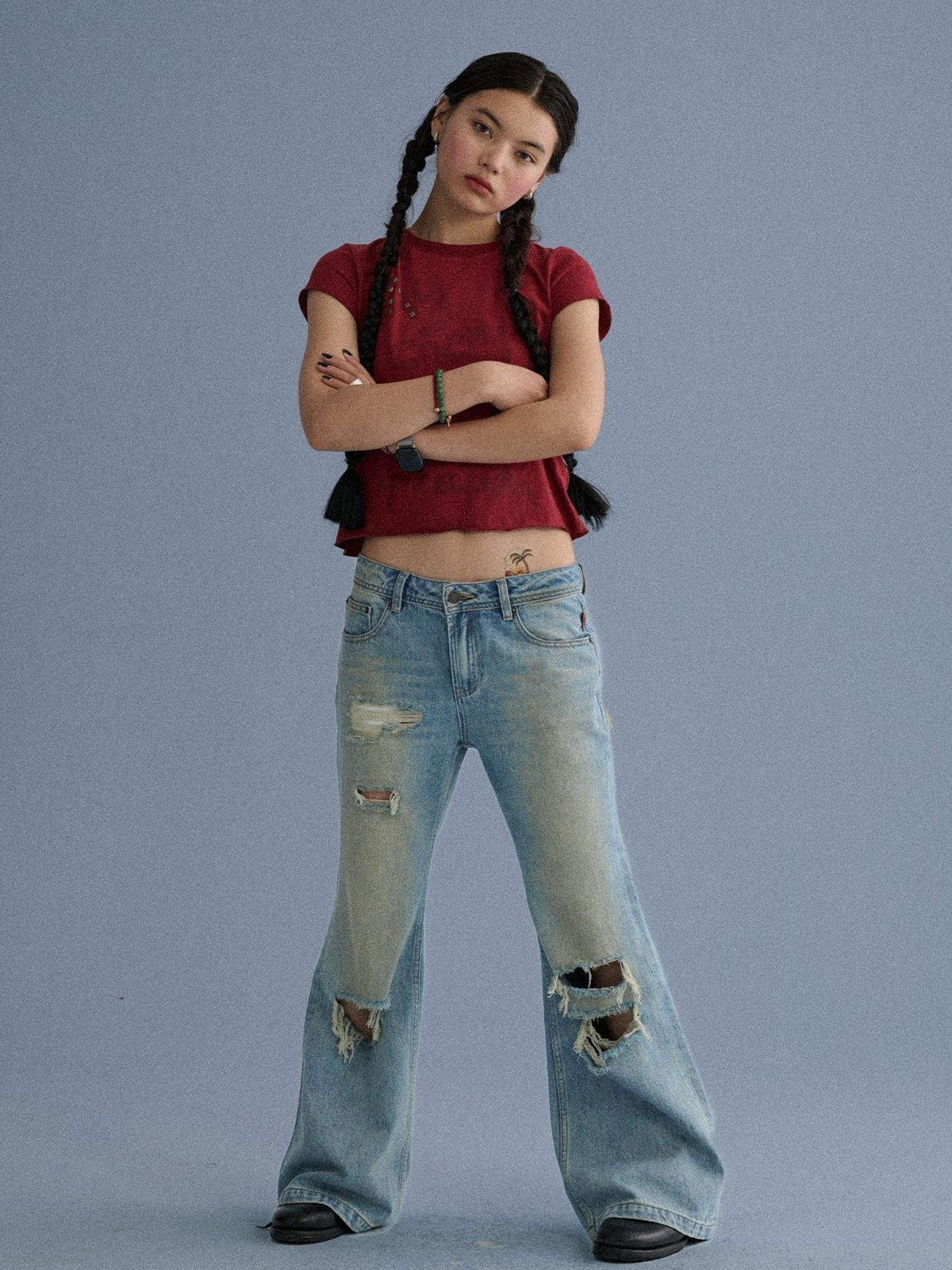 100 Percent Cotton Slim Short Sleeve Roundneck Office Letter Print Tee Crop Top