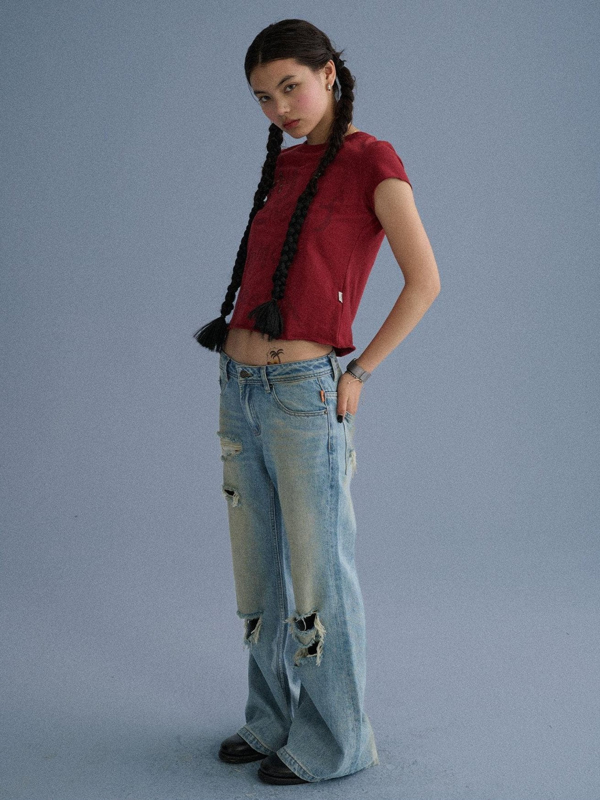 100 Percent Cotton Slim Short Sleeve Roundneck Office Letter Print Tee Crop Top