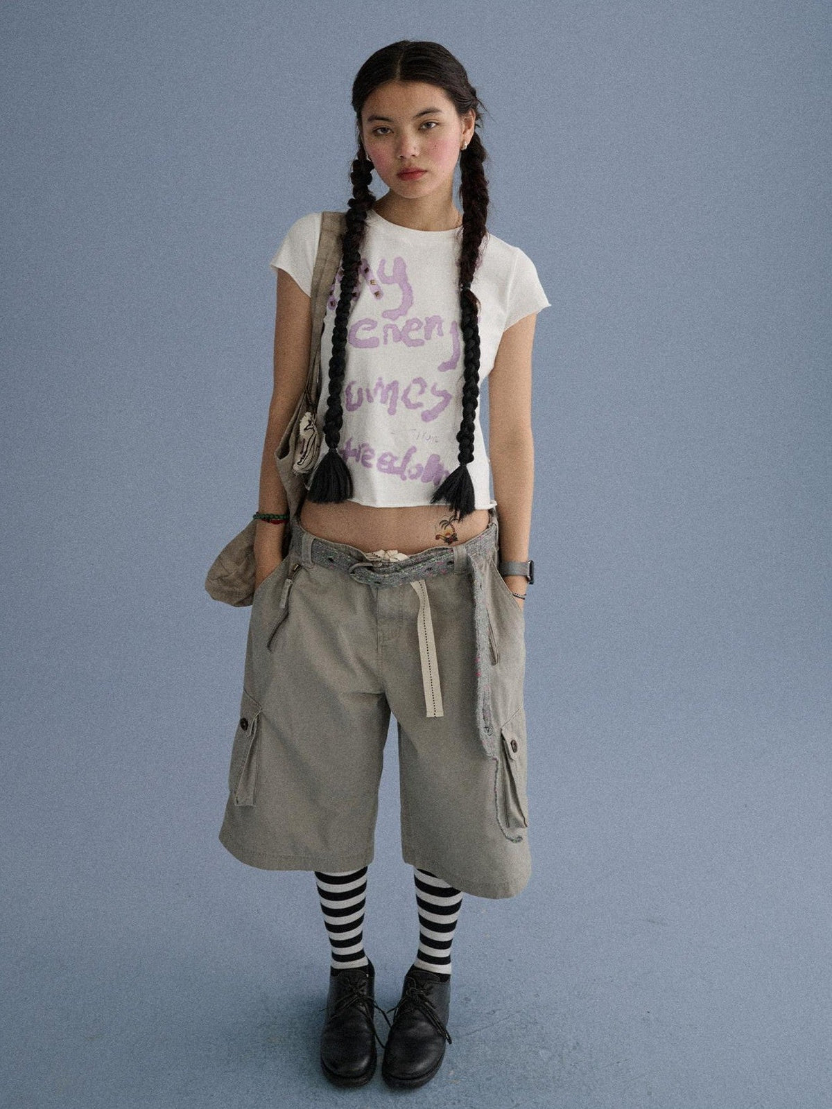 100 Percent Cotton Slim Short Sleeve Roundneck Office Letter Print Tee Crop Top