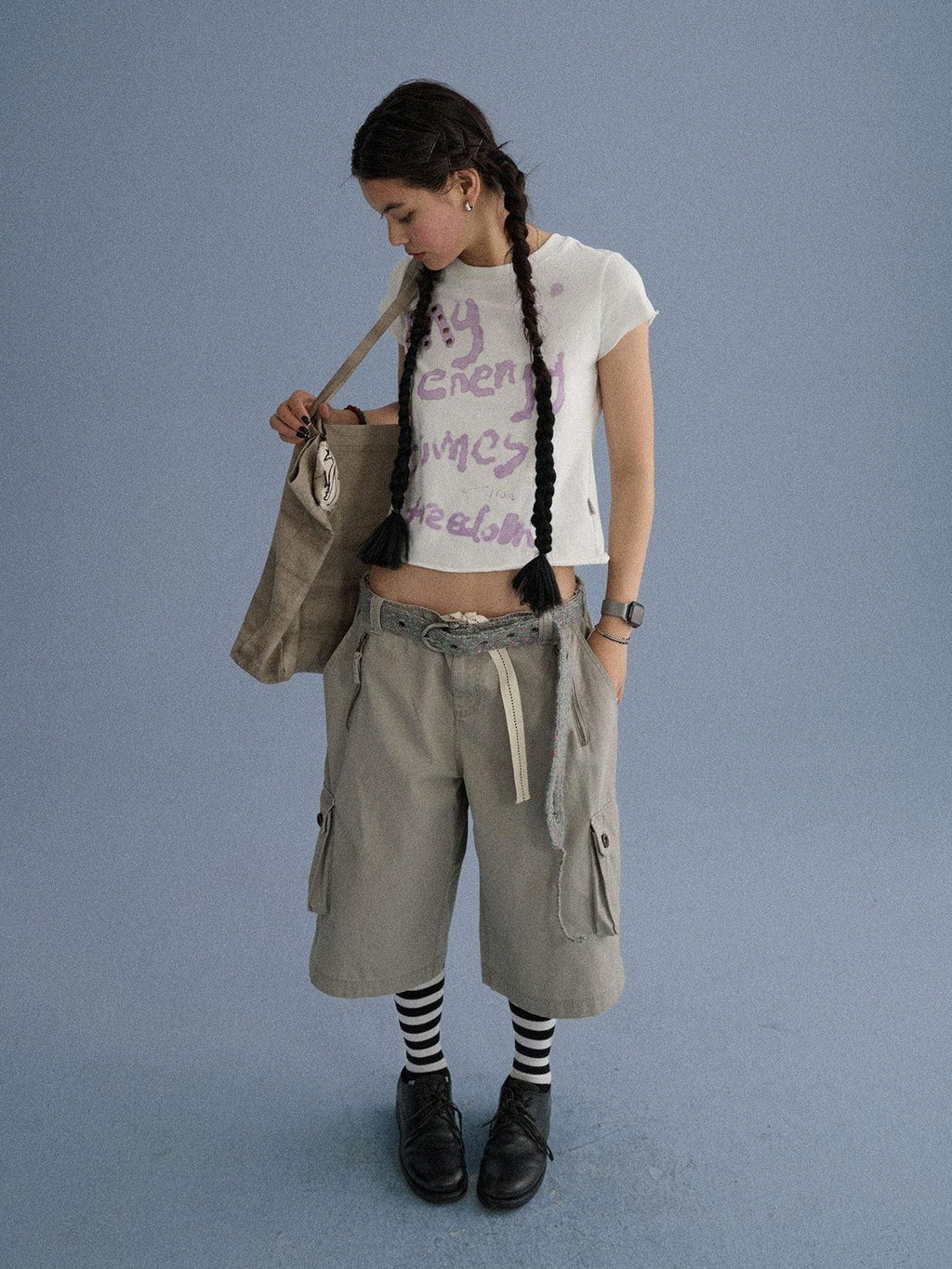 100 Percent Cotton Slim Short Sleeve Roundneck Office Letter Print Tee Crop Top