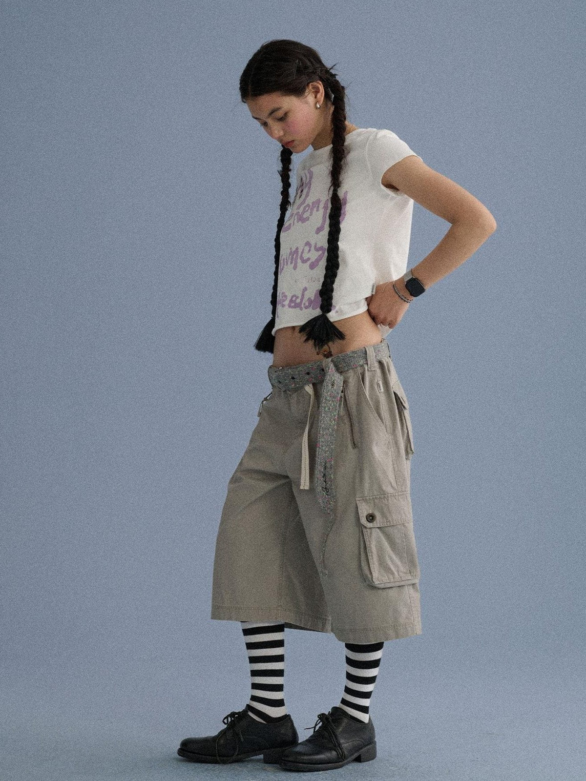 100 Percent Cotton Slim Short Sleeve Roundneck Office Letter Print Tee Crop Top