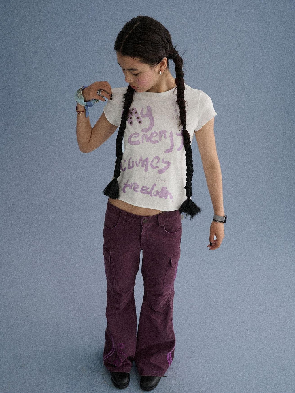 100 Percent Cotton Slim Short Sleeve Roundneck Office Letter Print Tee Crop Top