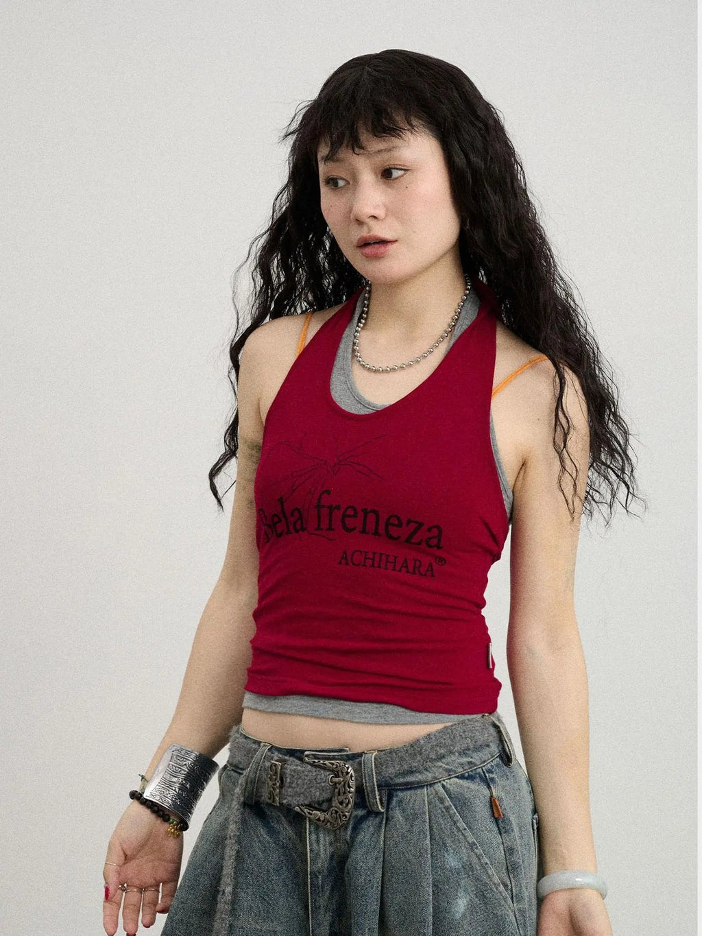 Century Ambiguity Knit Halter Top With Adjustable Straps