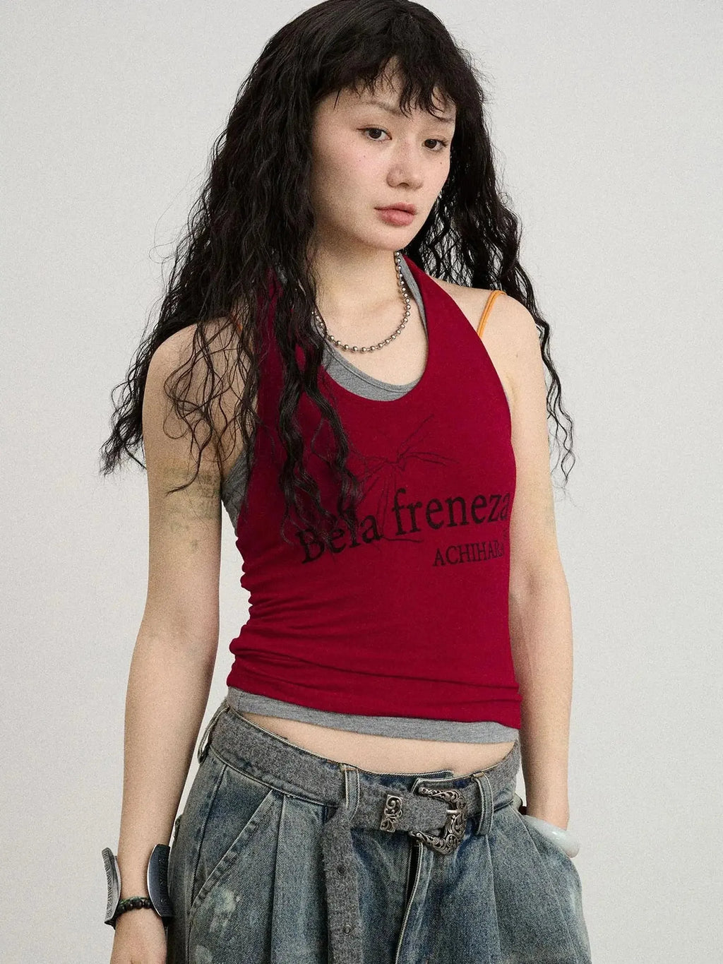 Century Ambiguity Knit Halter Top With Adjustable Straps