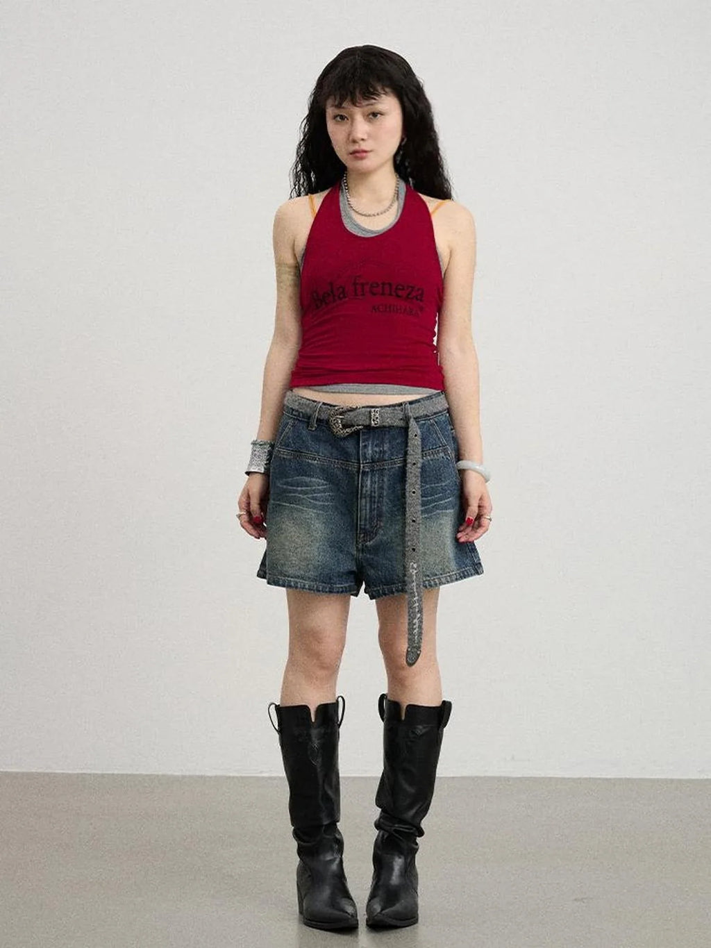 Century Ambiguity Knit Halter Top With Adjustable Straps