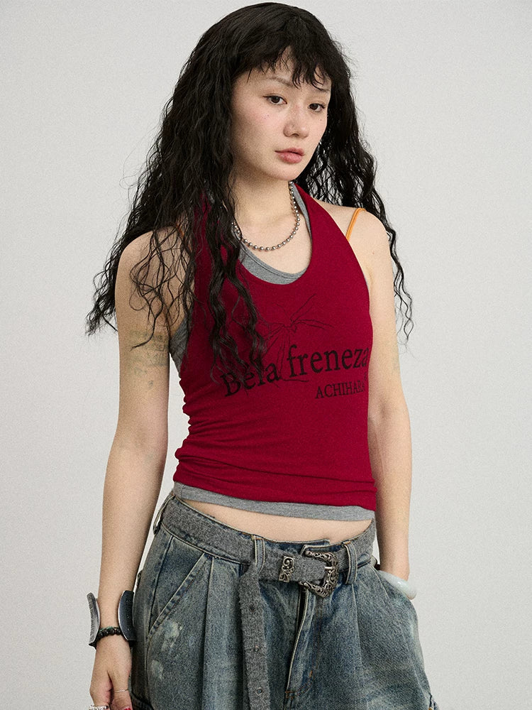 Century Ambiguity Knit Halter Top With Adjustable Straps