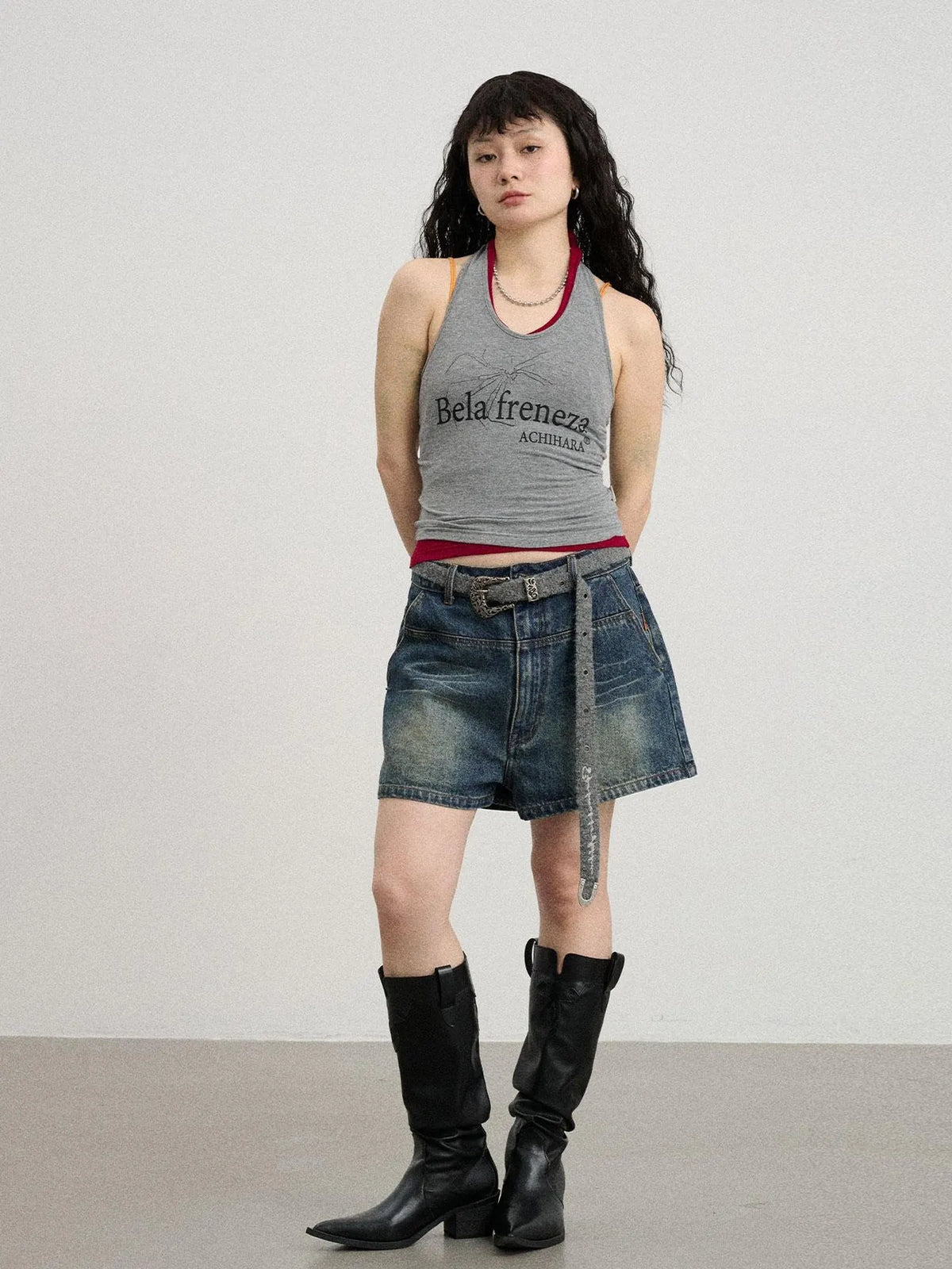 Century Ambiguity Knit Halter Top With Adjustable Straps