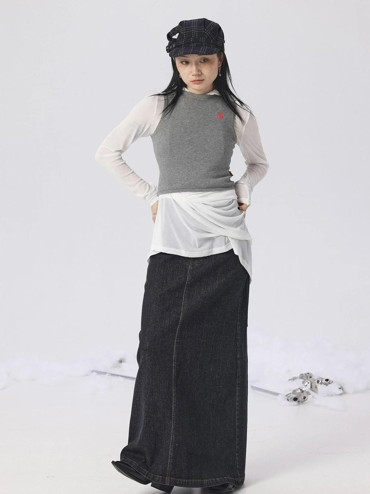 Grey Knit Vest & Cardigan Set
