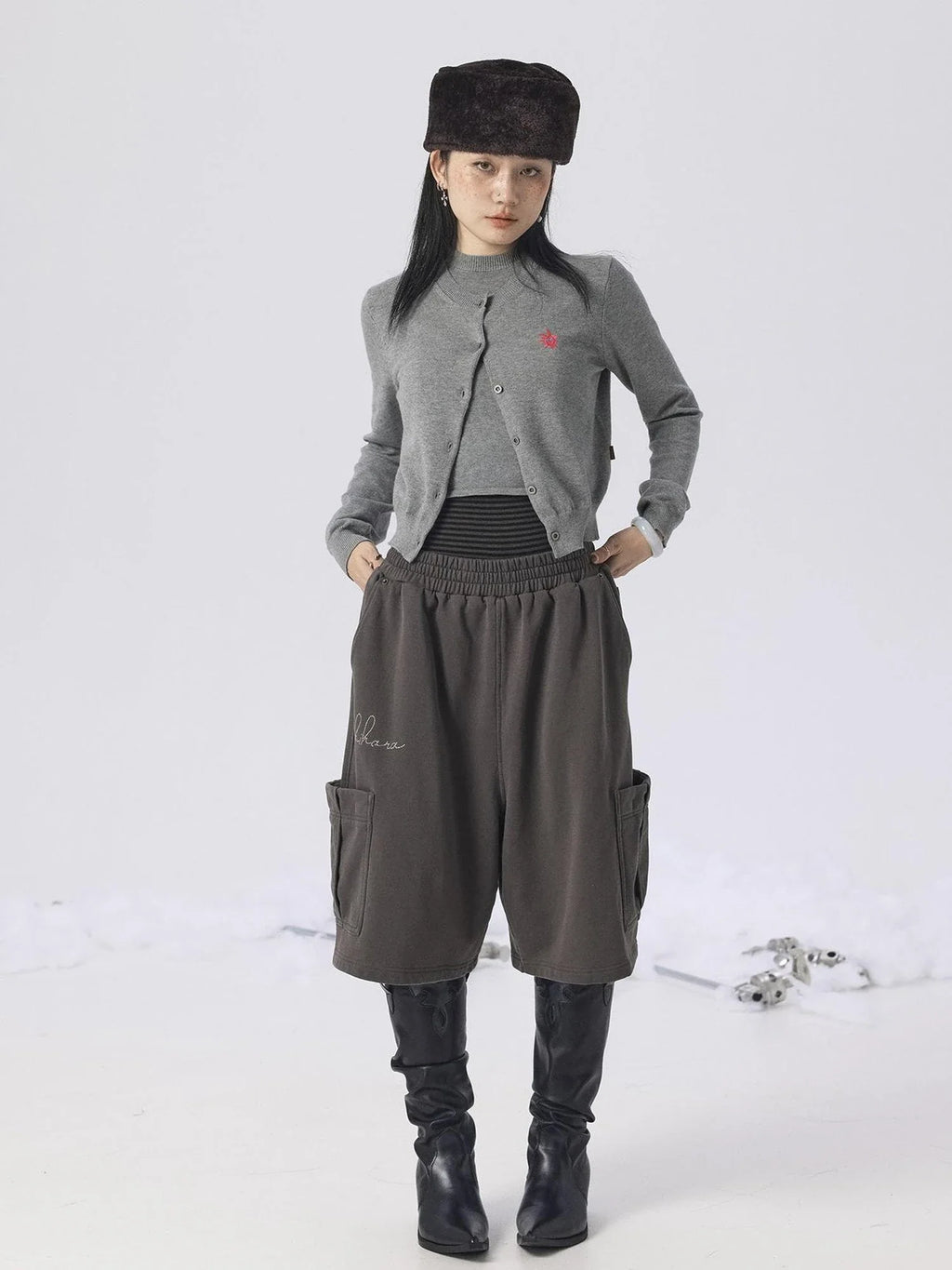 Grey Knit Vest & Cardigan Set