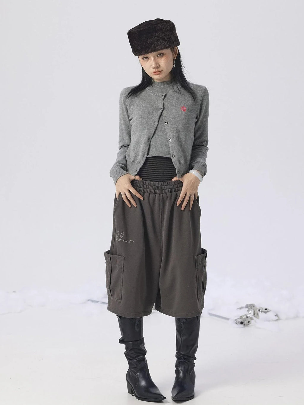 Grey Knit Vest & Cardigan Set