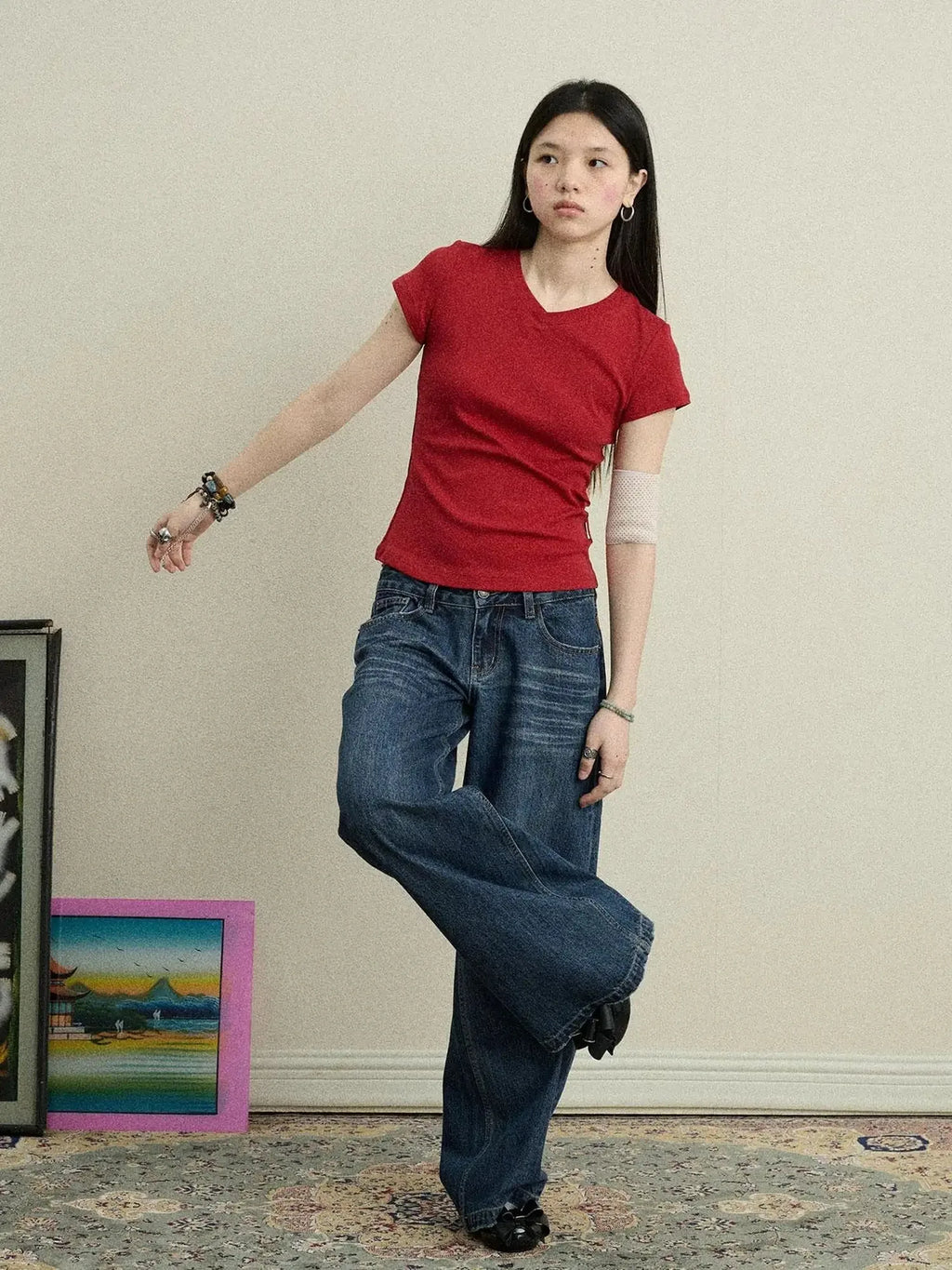 Jelly V-Neck Stretch Tee