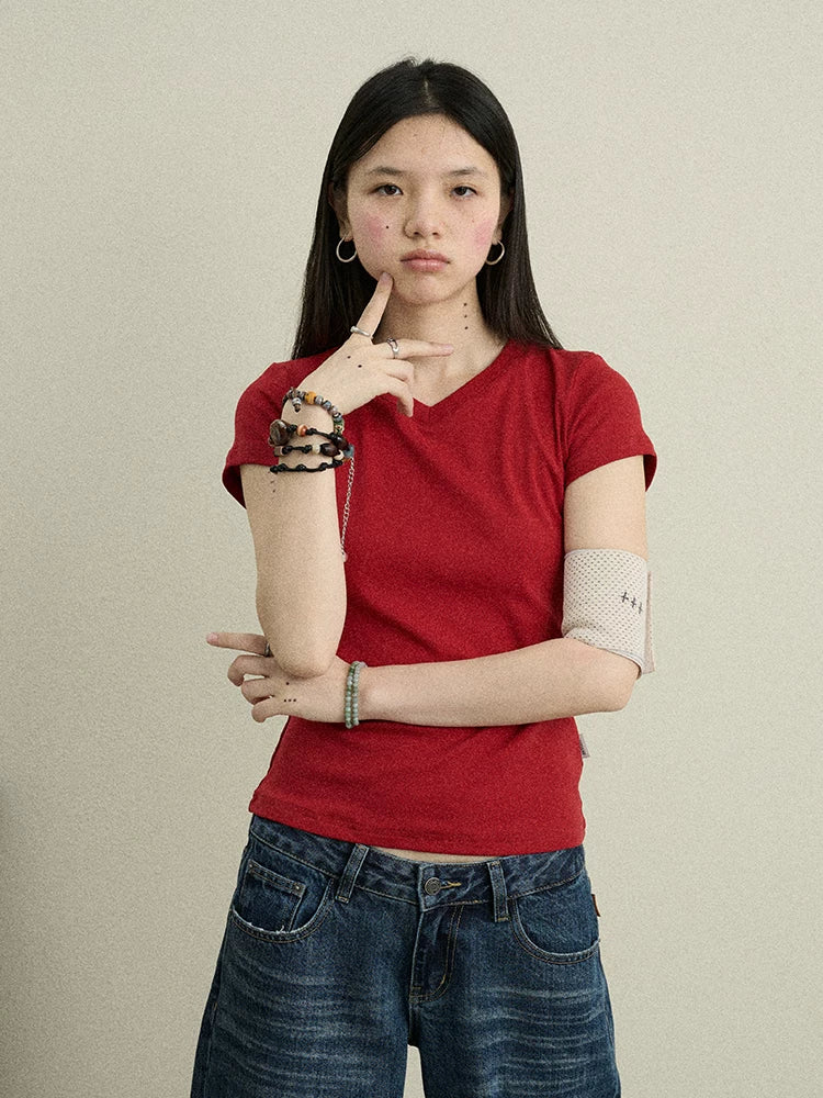 Jelly V-Neck Stretch Tee