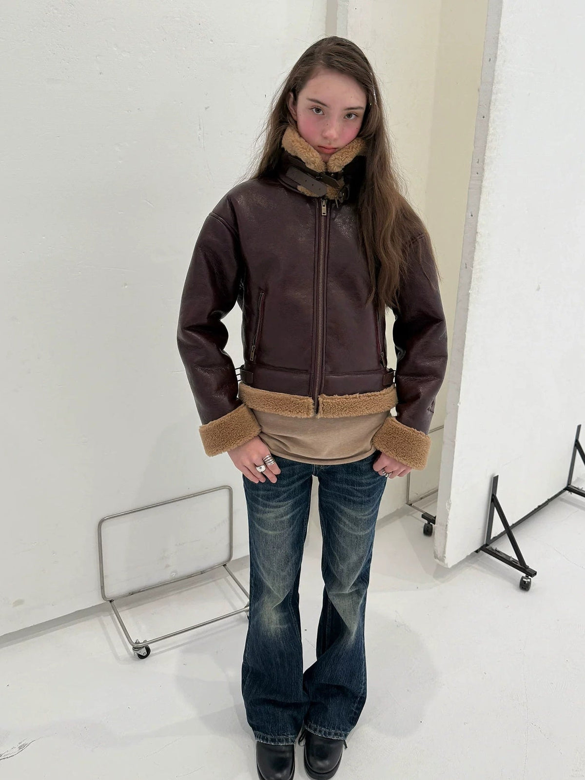 Lightweight Polyester Blend Fold Detail Short Straight Commuter Women Zip Jacket