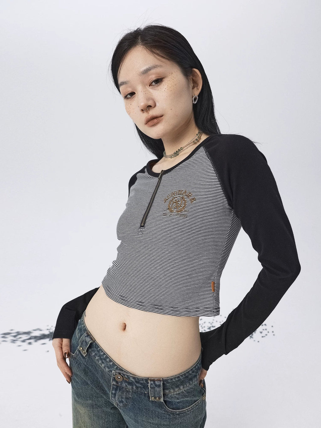 Los Angeles Stripe Spliced Crop Tee
