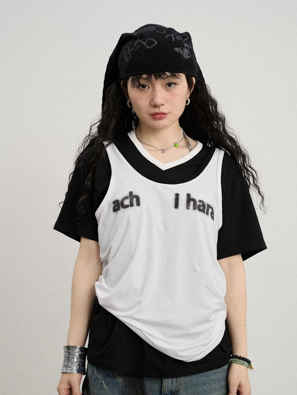 Melting Ice V-Neck Slip Top