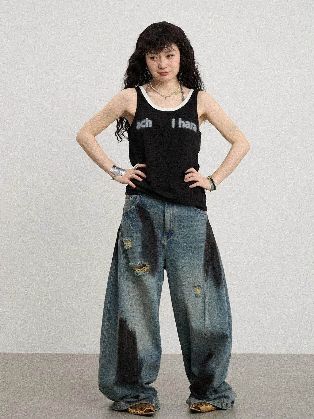 Melting Ice V-Neck Slip Top