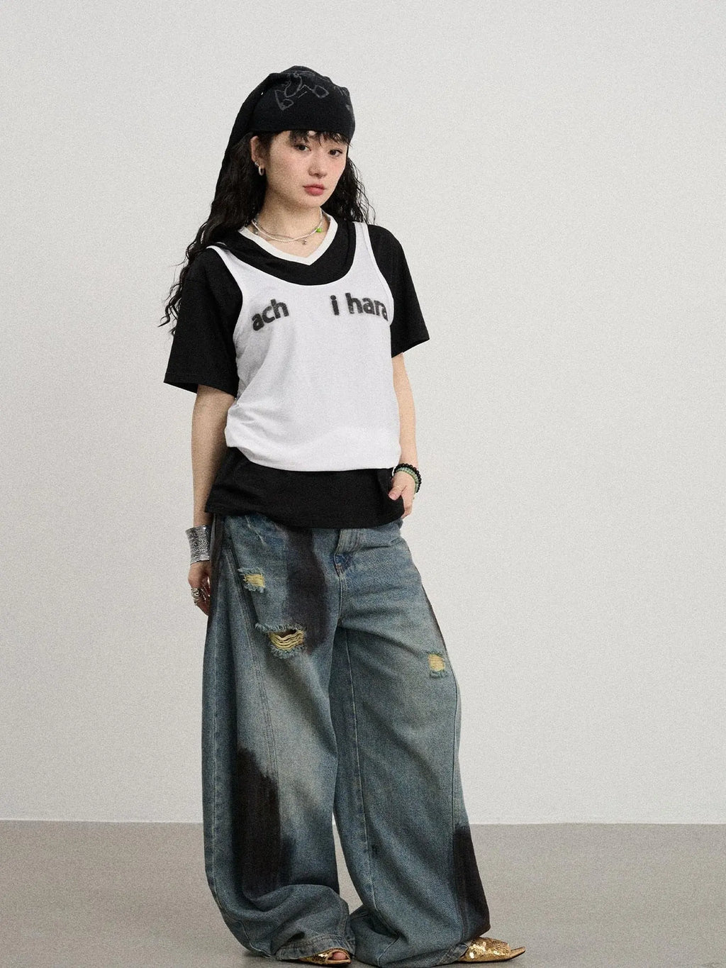 Melting Ice V-Neck Slip Top