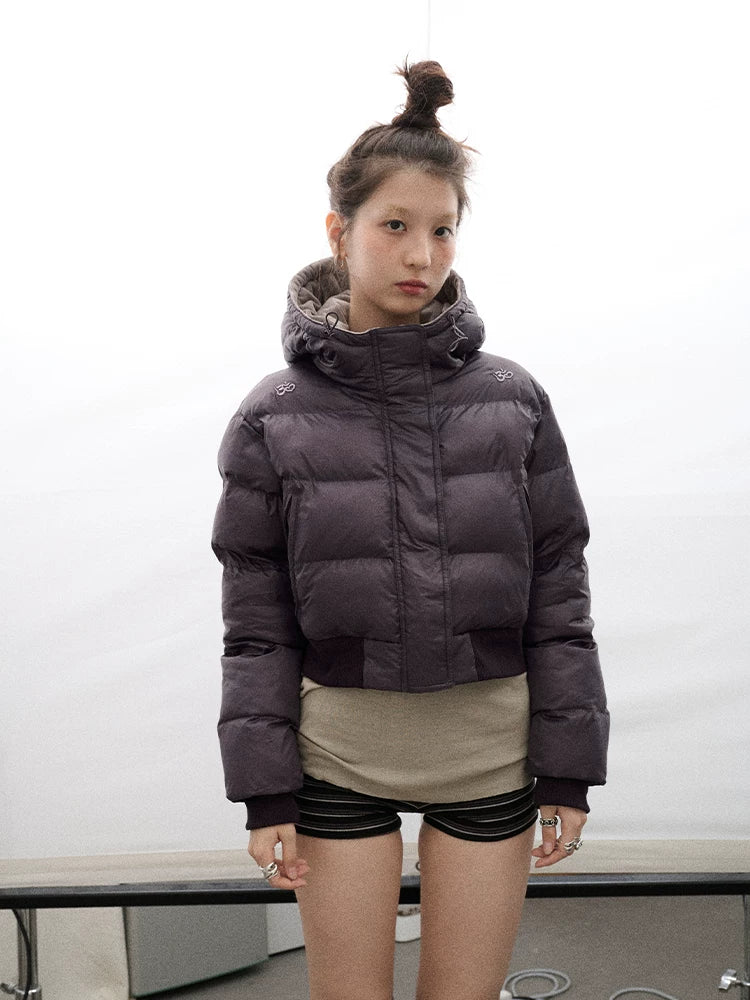 Om Embroidered Short Puffer Jacket