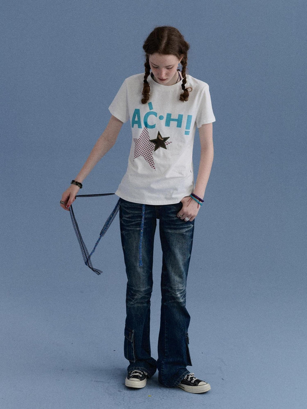 Plaid Star Print Oversized Women's Cotton Short Sleeve T-shirts