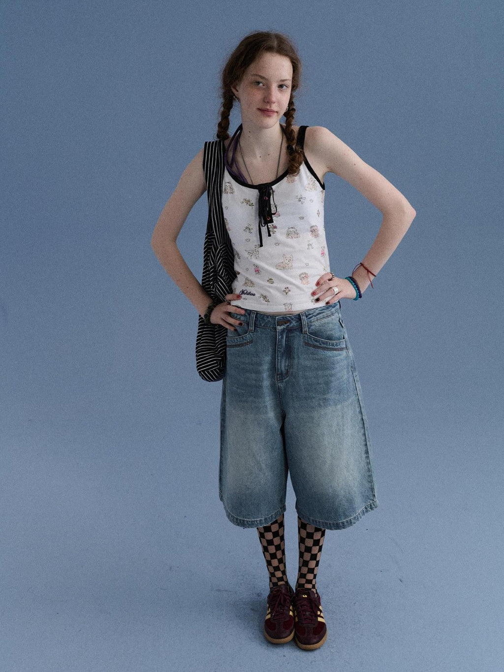 Sea Glass Washed Wide Leg Loose Retro Street Women's Denim Cropped Jeans