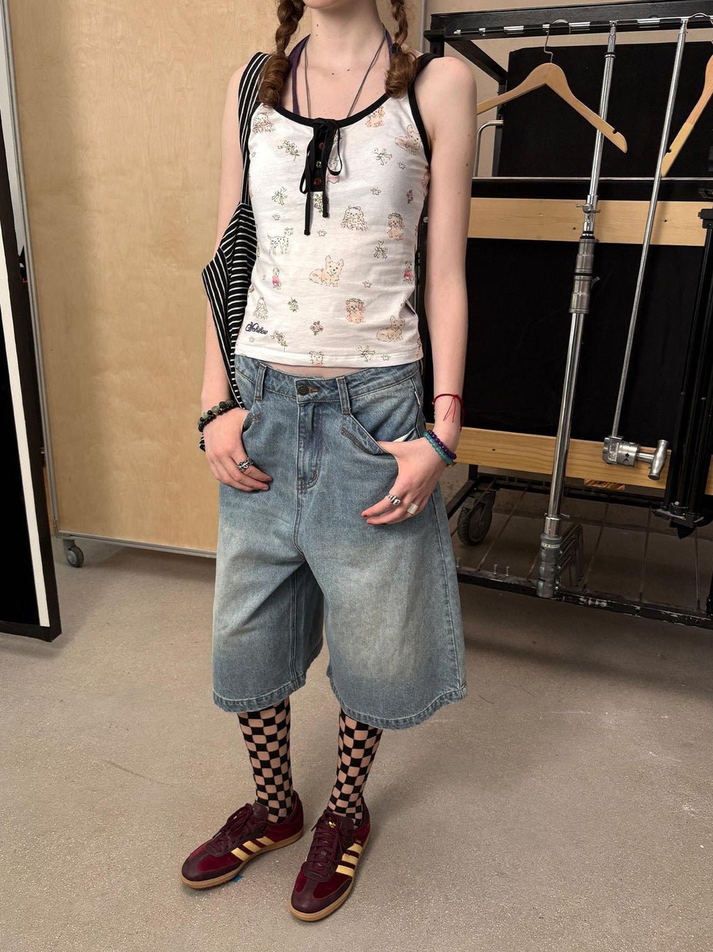 Sea Glass Washed Wide Leg Loose Retro Street Women's Denim Cropped Jeans