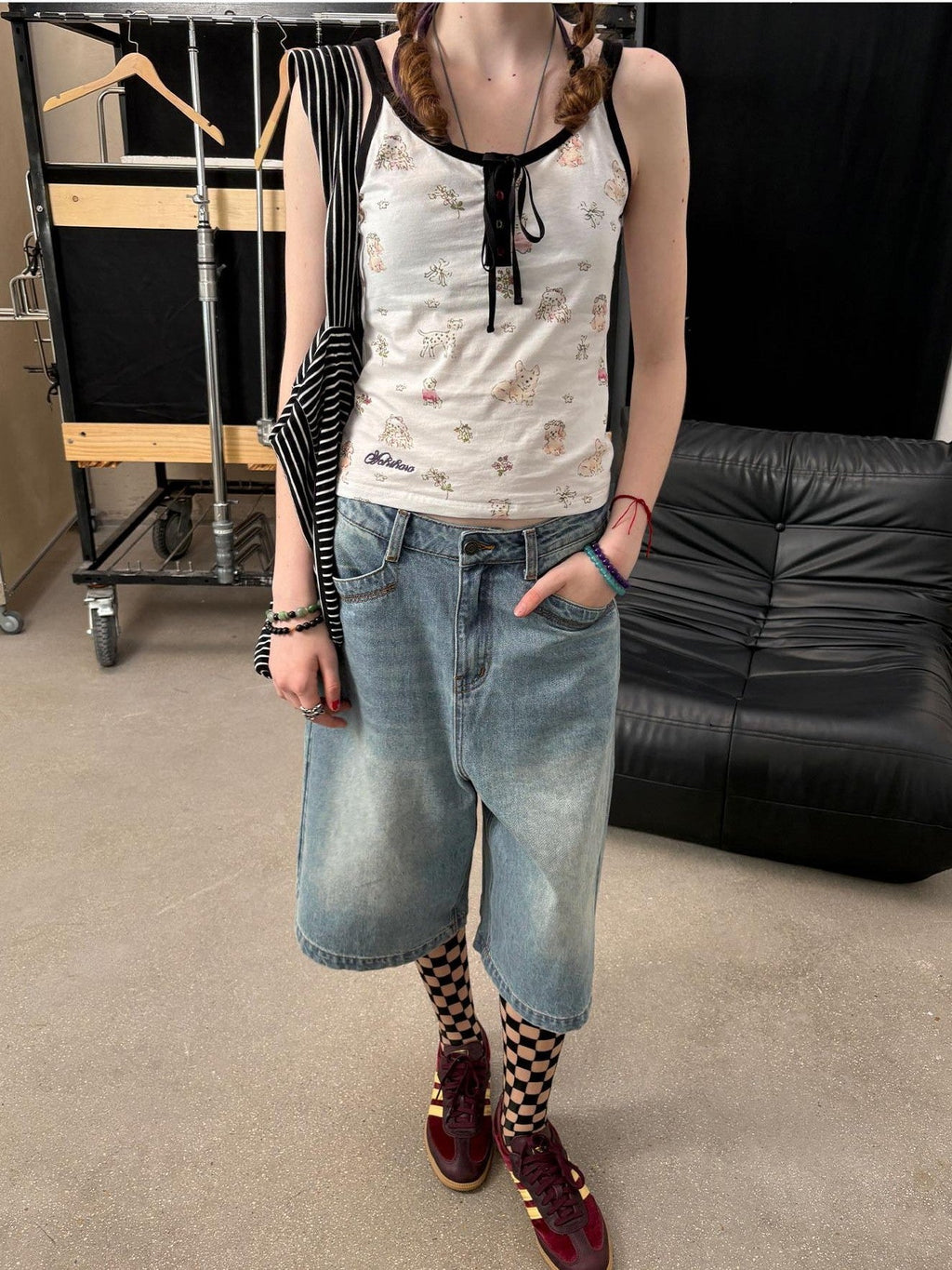 Sea Glass Washed Wide Leg Loose Retro Street Women's Denim Cropped Jeans