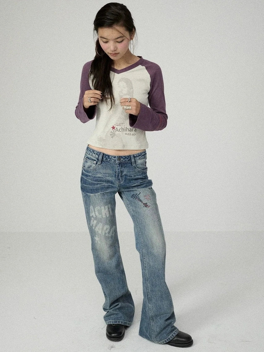 Soft Cotton Linen Stretch Straight Fit Long Sleeve Colorblock T-Shirt