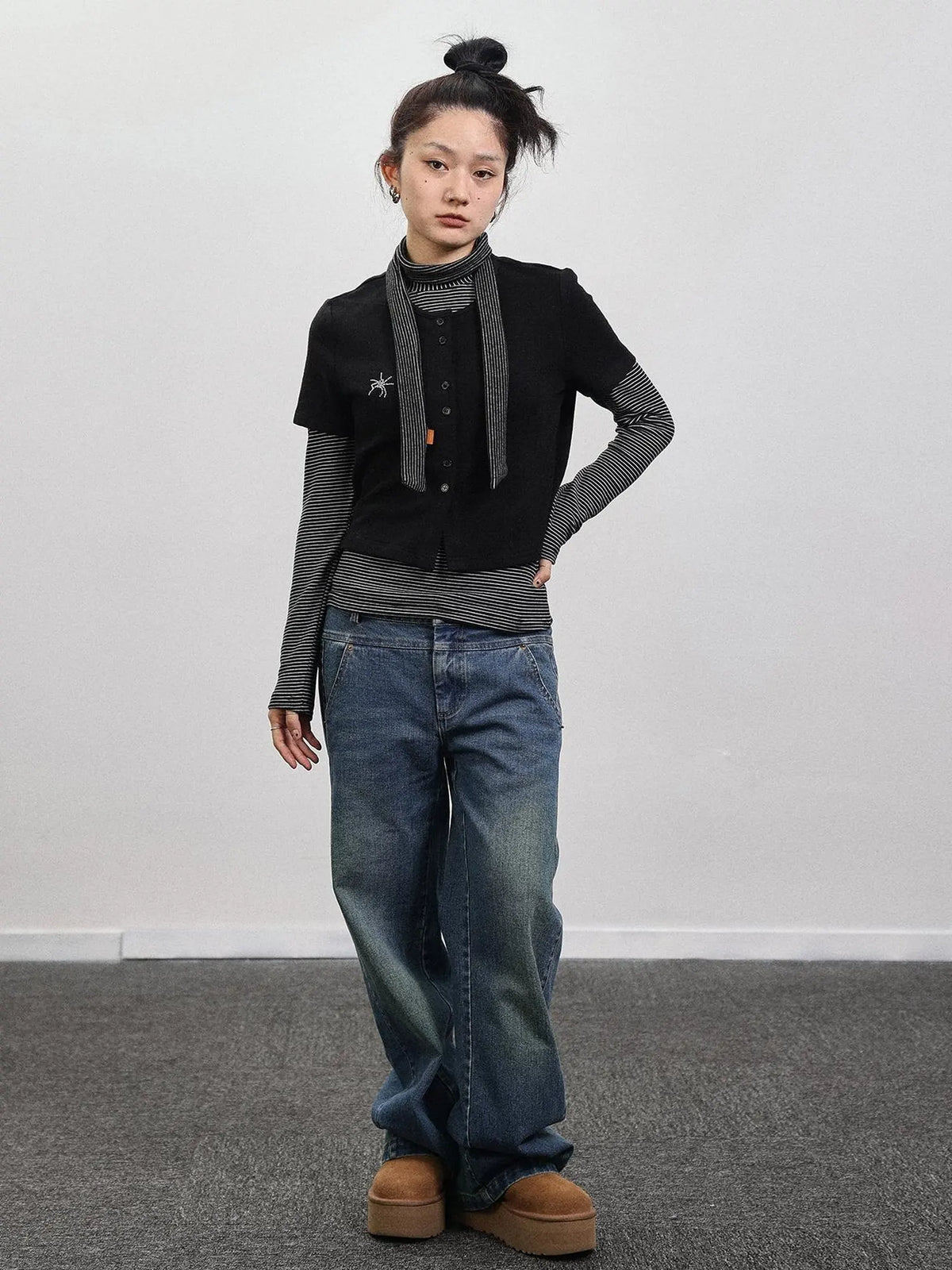 Spider Studded Short Sleeve Open Front Cardigan