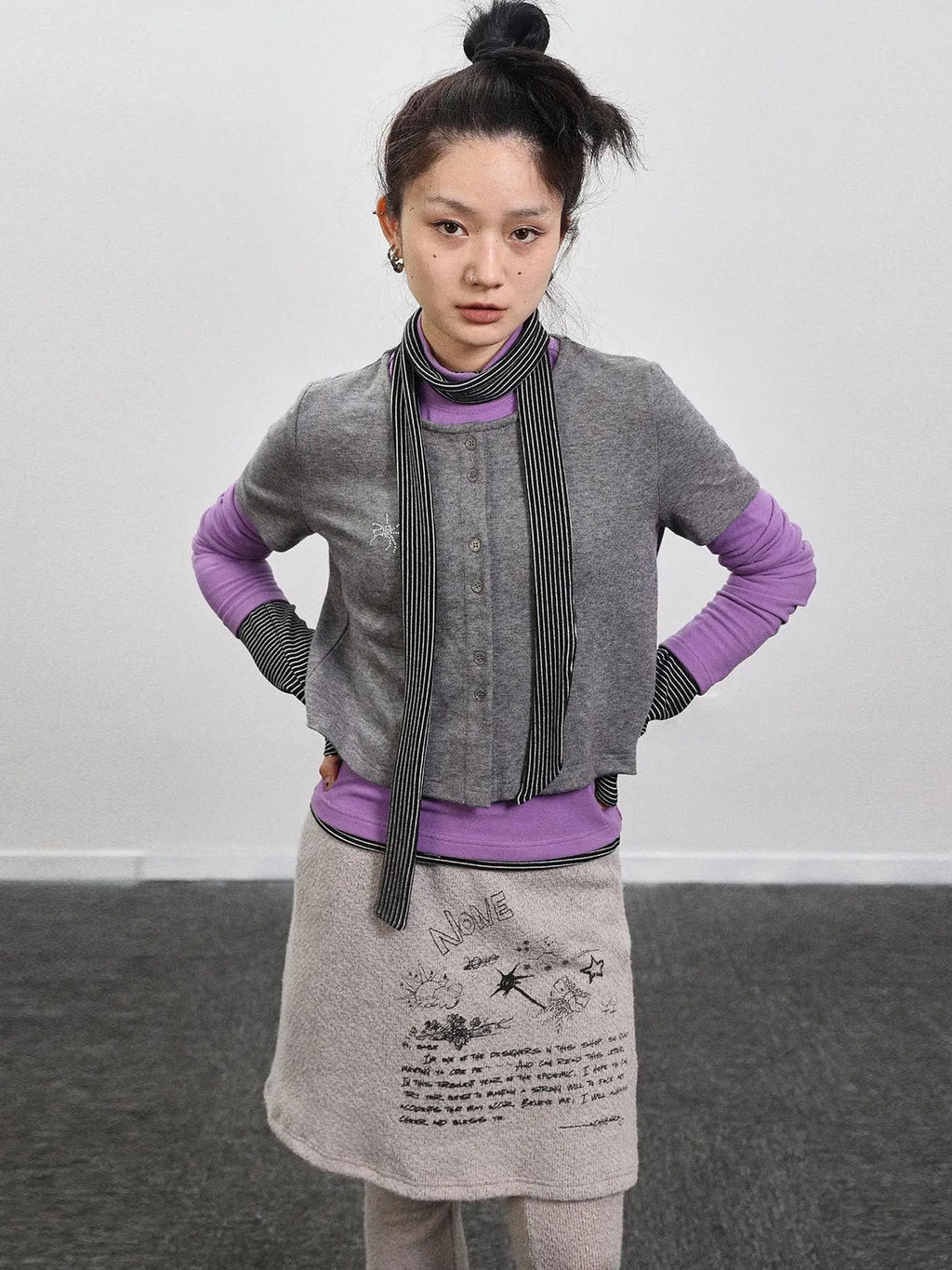 Spider Studded Short Sleeve Open Front Cardigan