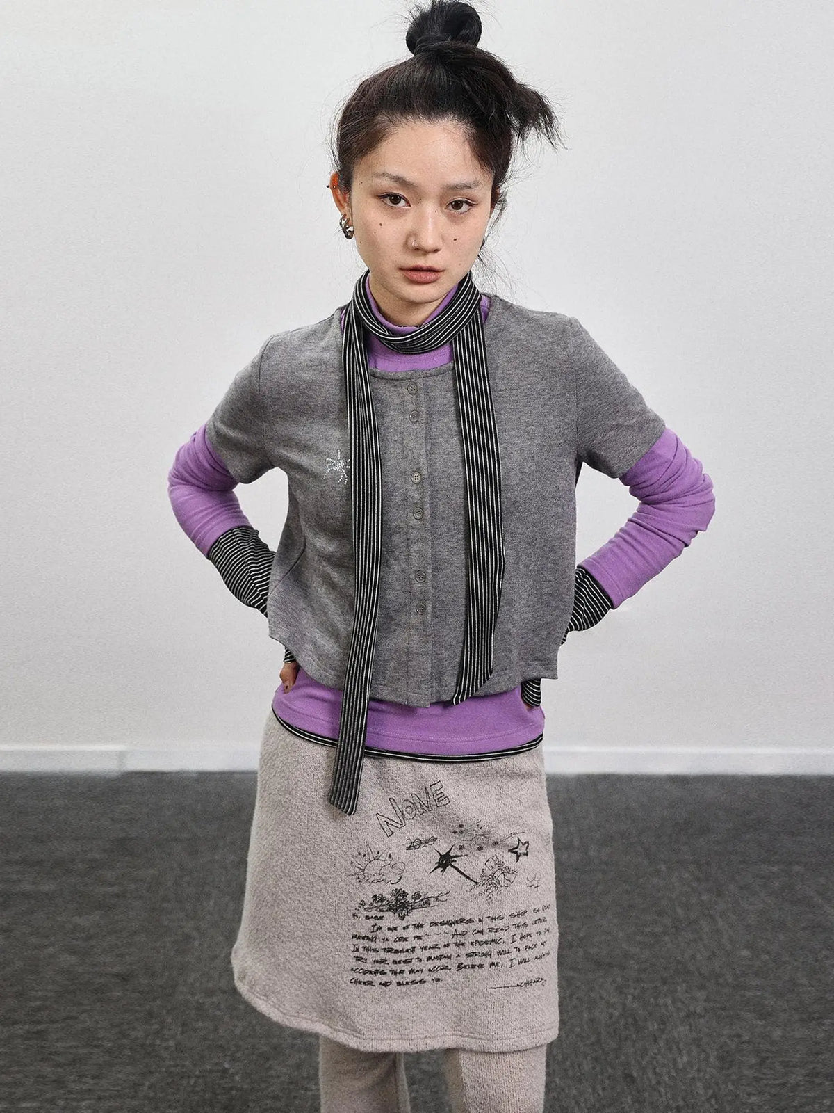 Spider Studded Short Sleeve Open Front Cardigan