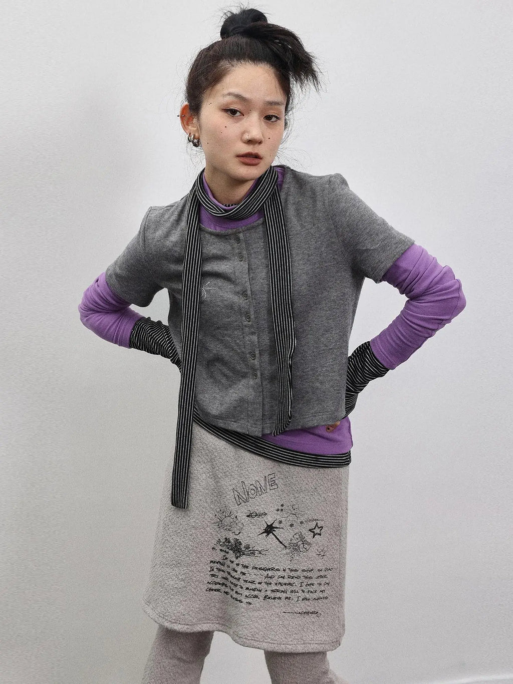 Spider Studded Short Sleeve Open Front Cardigan