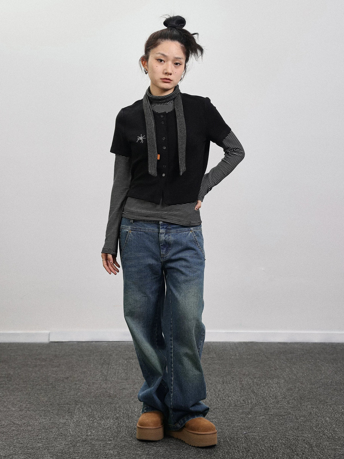 Spider Studded Short Sleeve Open Front Cardigan