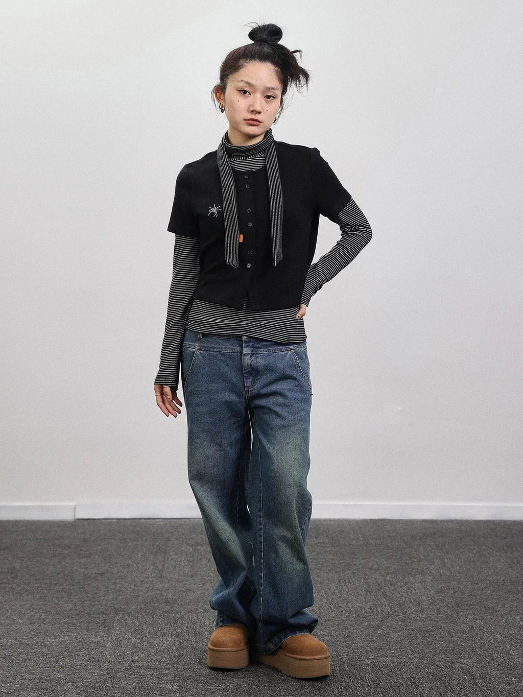 Spider Studded Short Sleeve Open Front Cardigan