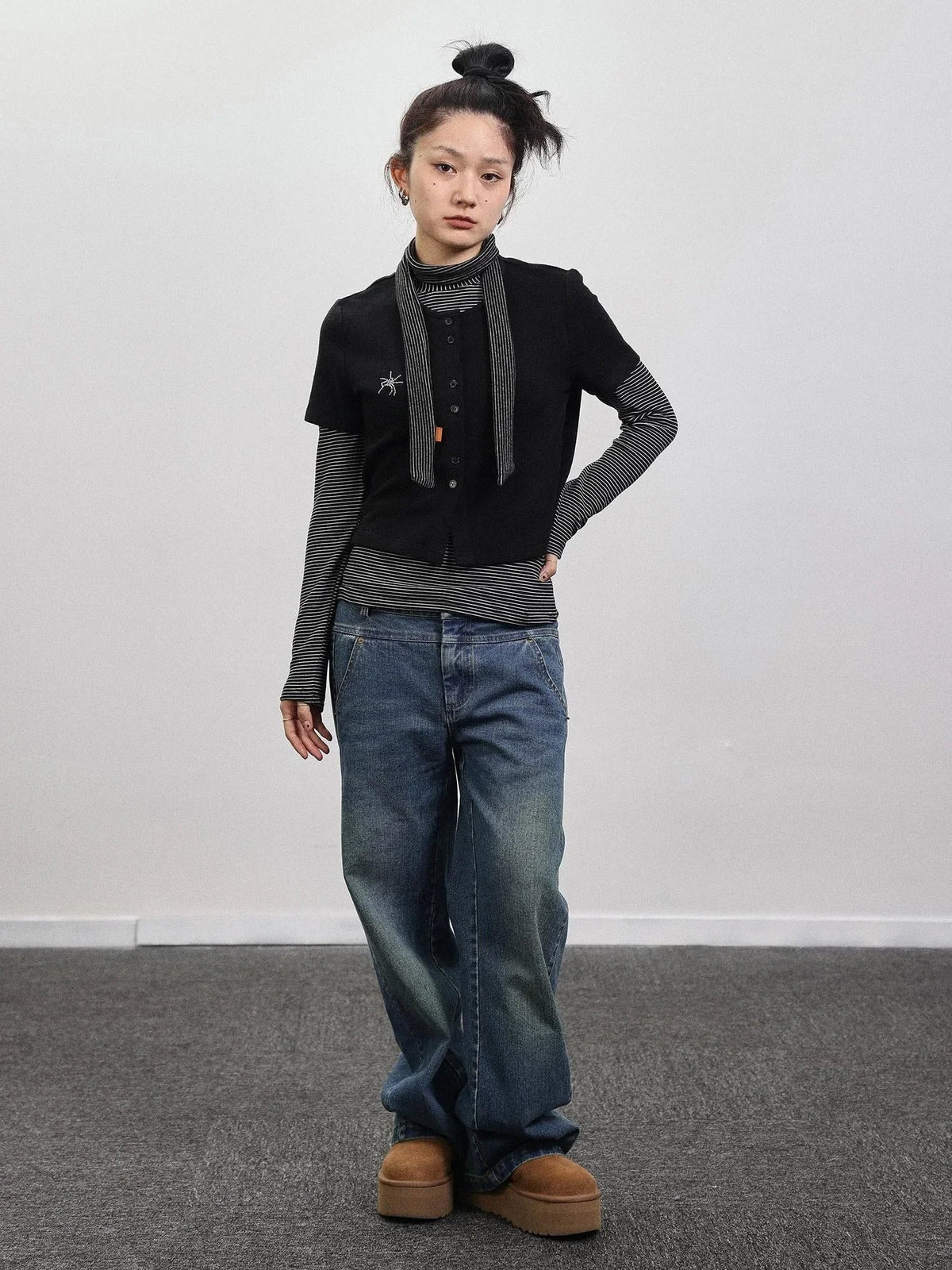 Spider Studded Short Sleeve Open Front Cardigan