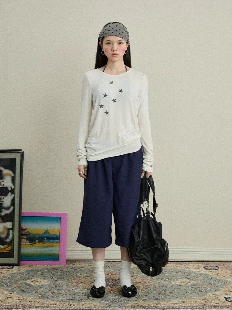Starry Sunscreen Print Knit Tee