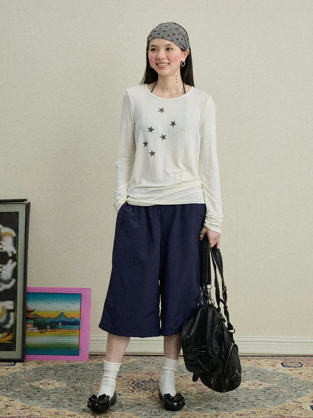 Starry Sunscreen Print Knit Tee