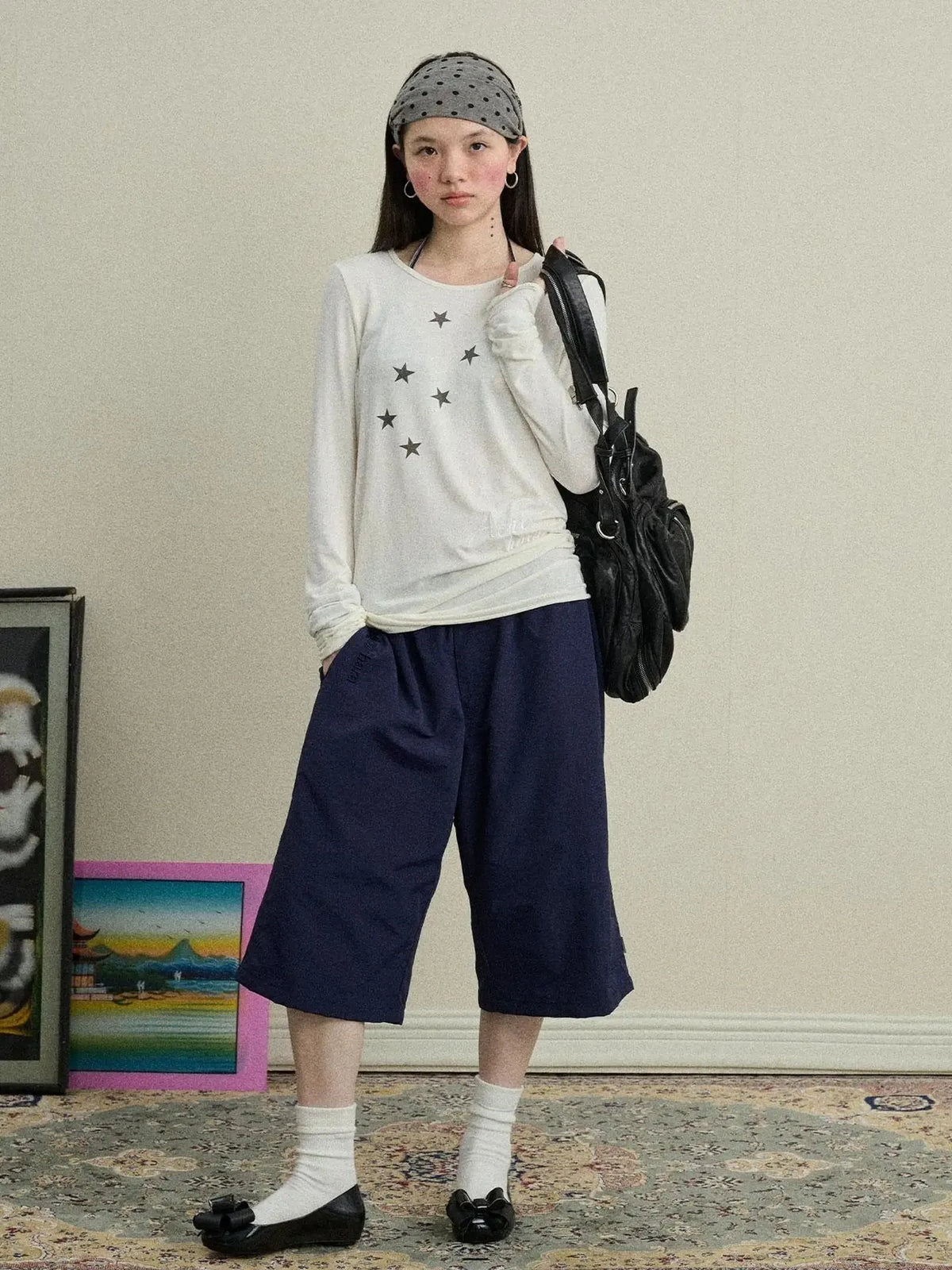 Starry Sunscreen Print Knit Tee