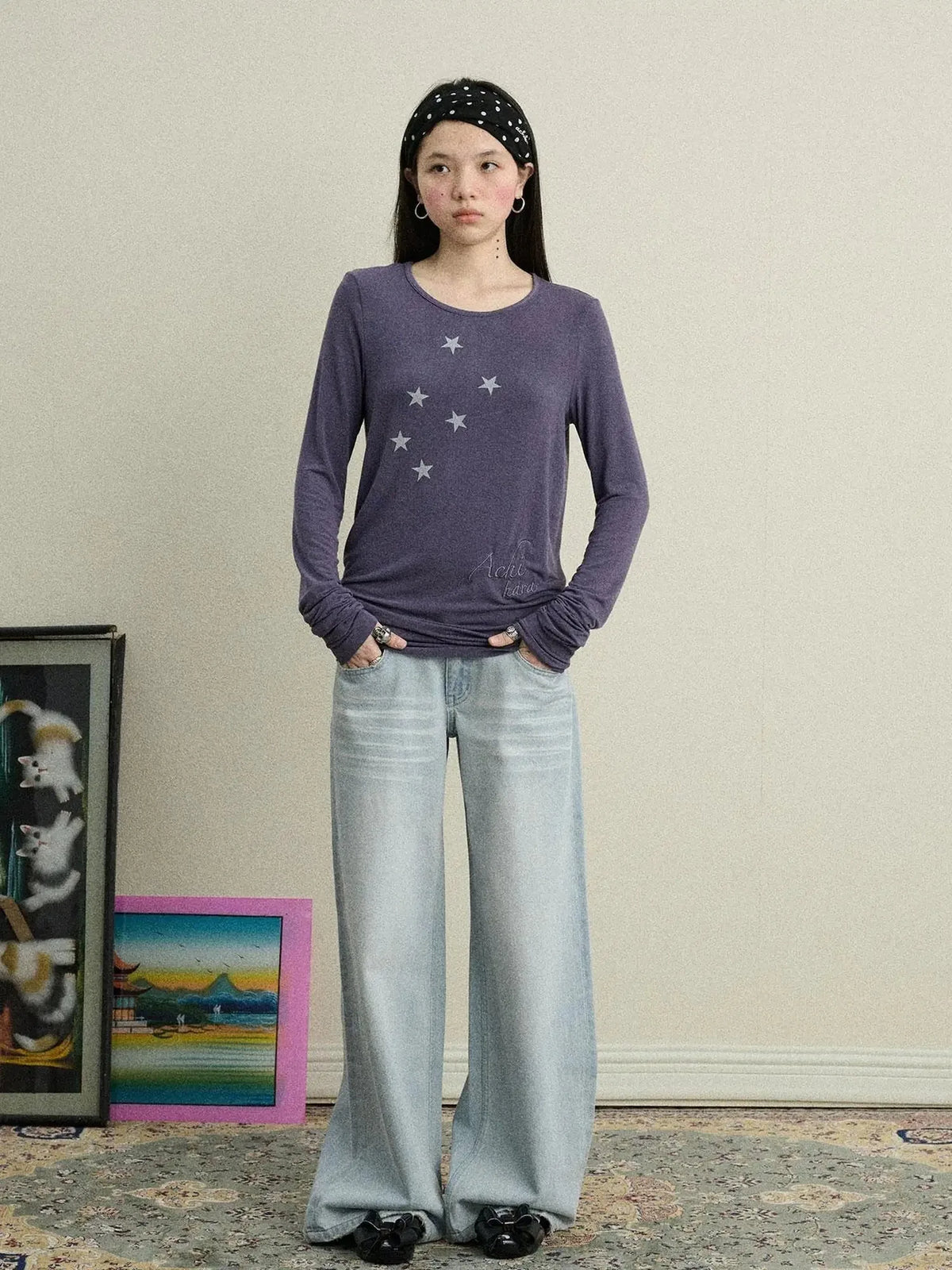 Starry Sunscreen Print Knit Tee