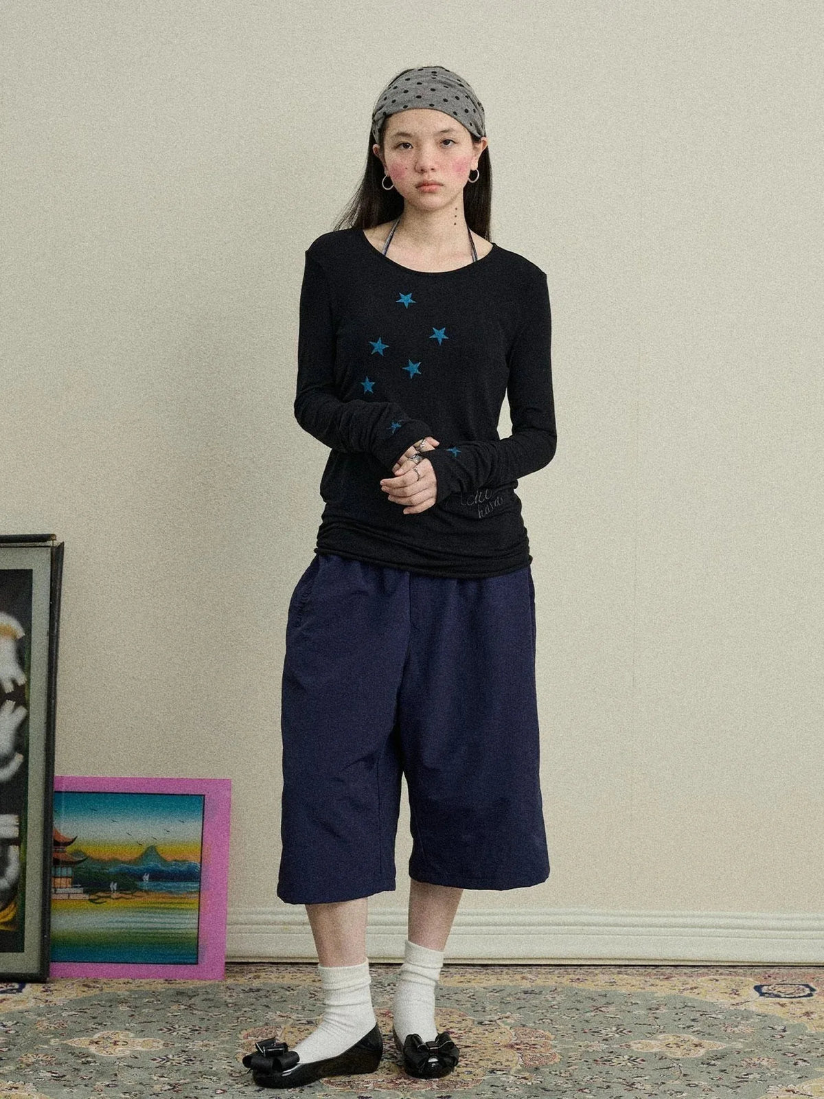 Starry Sunscreen Print Knit Tee