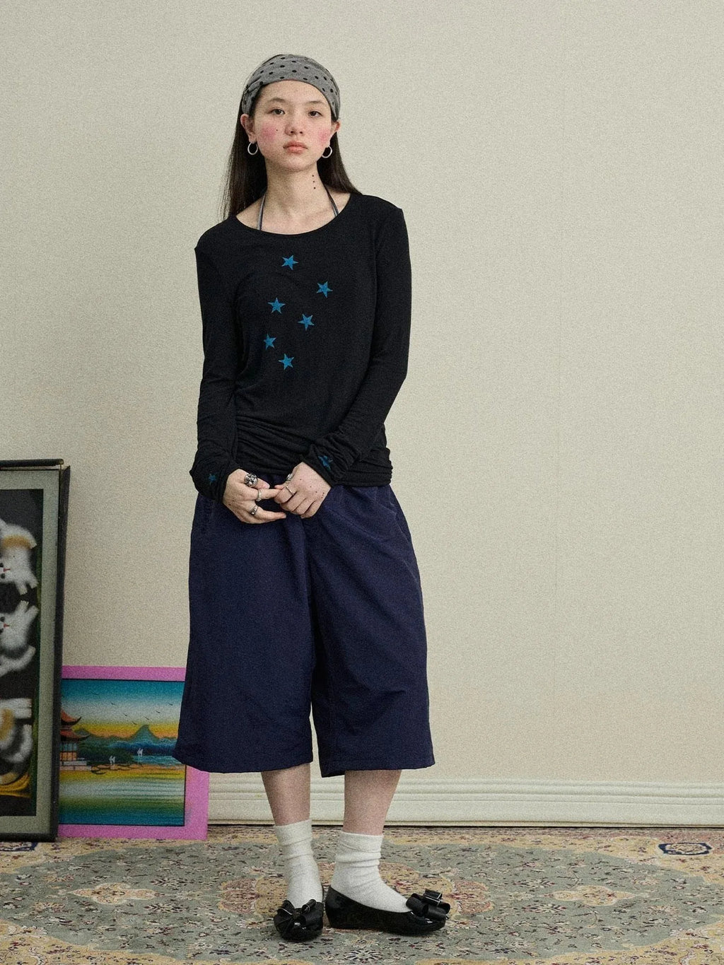 Starry Sunscreen Print Knit Tee
