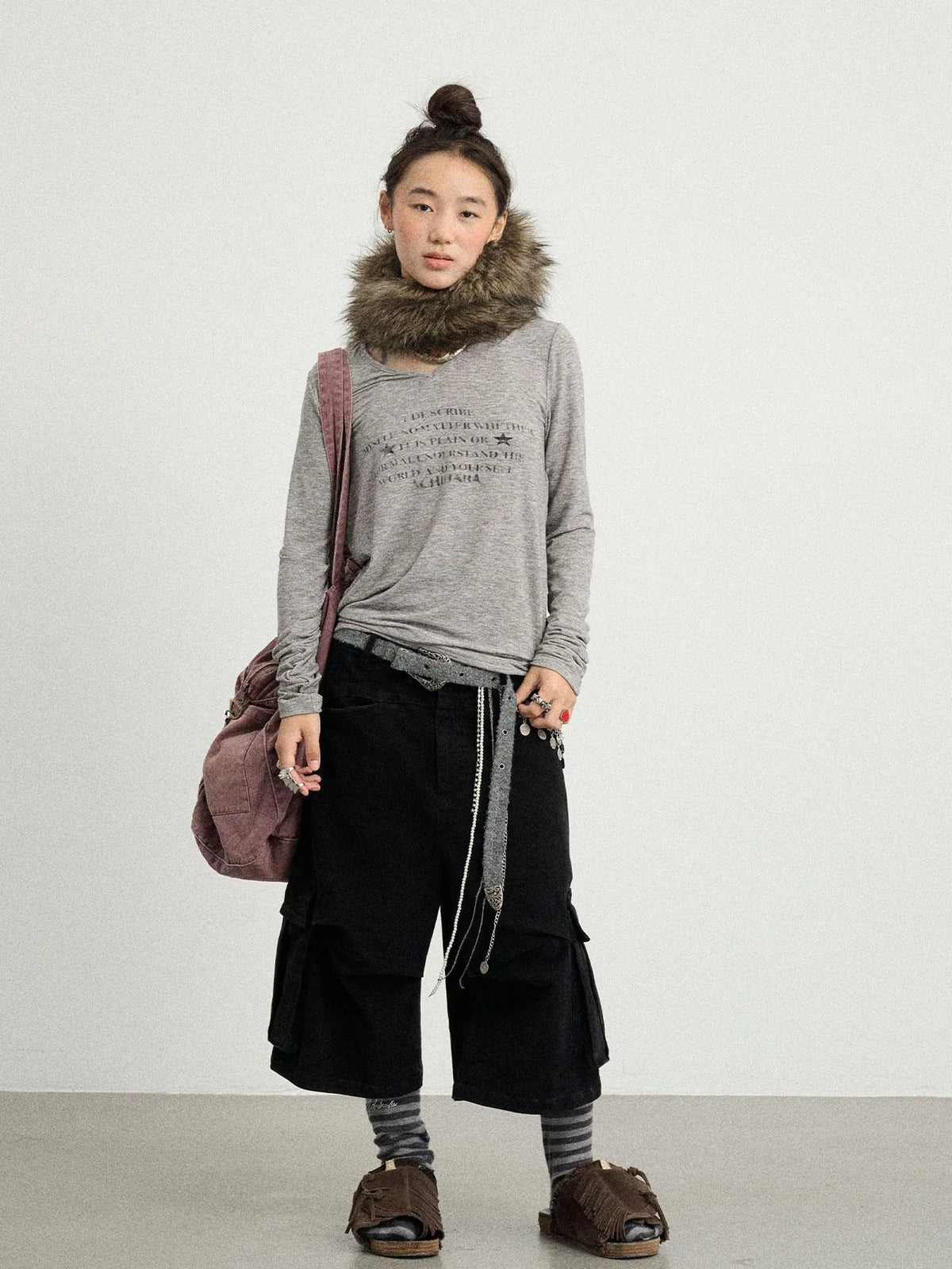 Stretch Washed Cotton Cargo Capri Pants