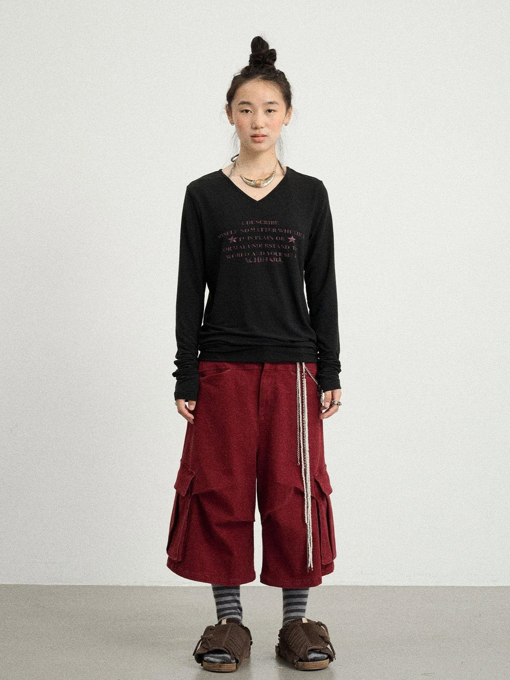 Stretch Washed Cotton Cargo Capri Pants