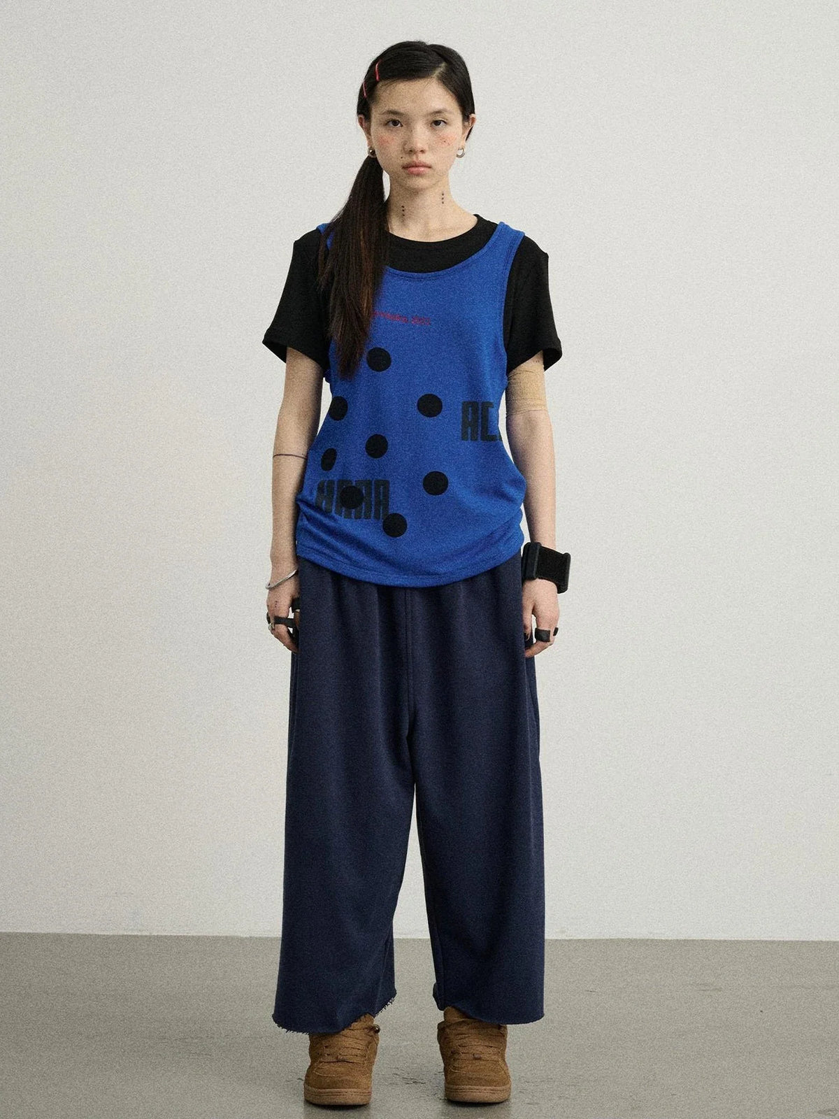 Tide Dot Mock Layered Knit Tee