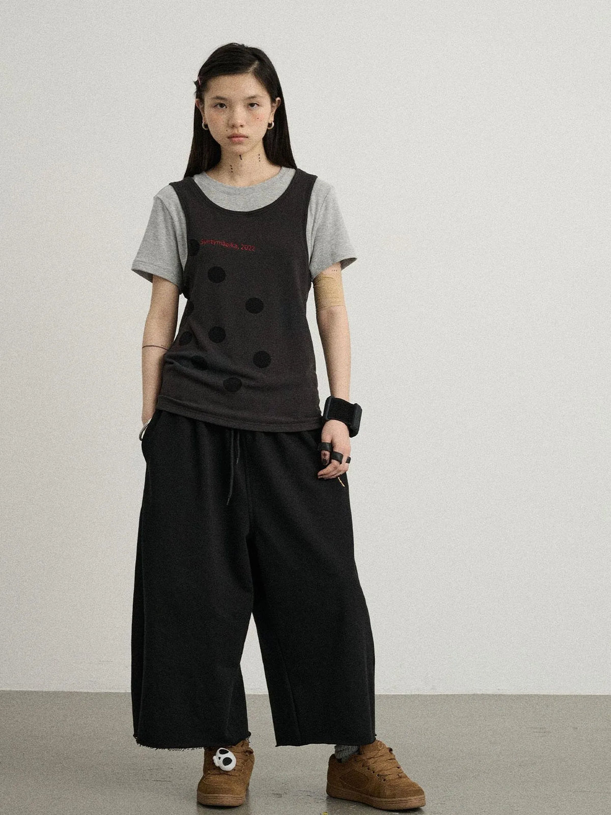 Tide Dot Mock Layered Knit Tee