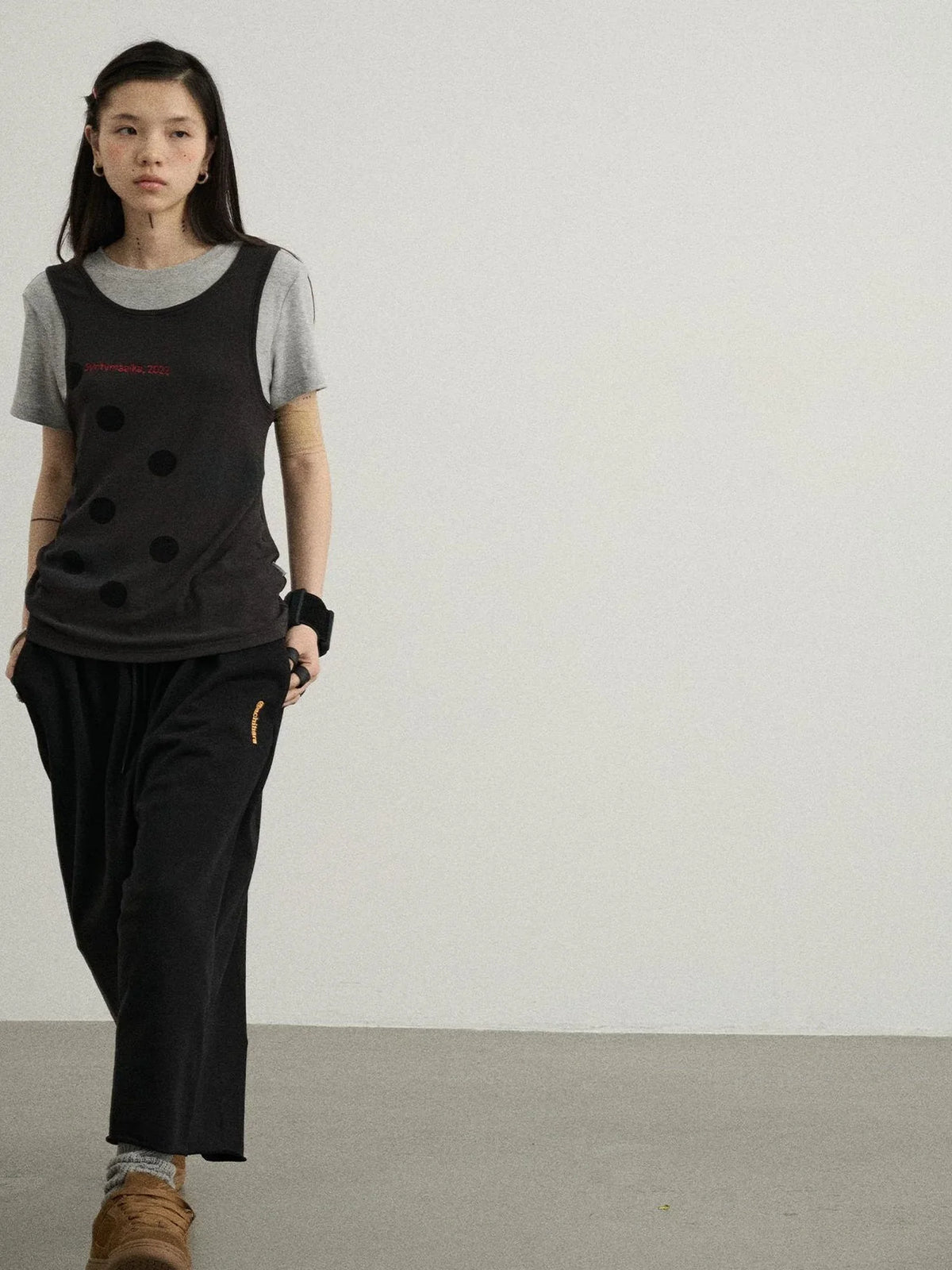Tide Dot Mock Layered Knit Tee
